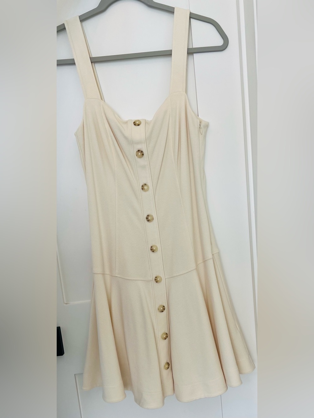 Anthropologie Mauve Flounce Cream Dress NWT